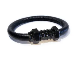 Liza Schwartz Love Screw Leather Bracelet - Gunmetal Grey